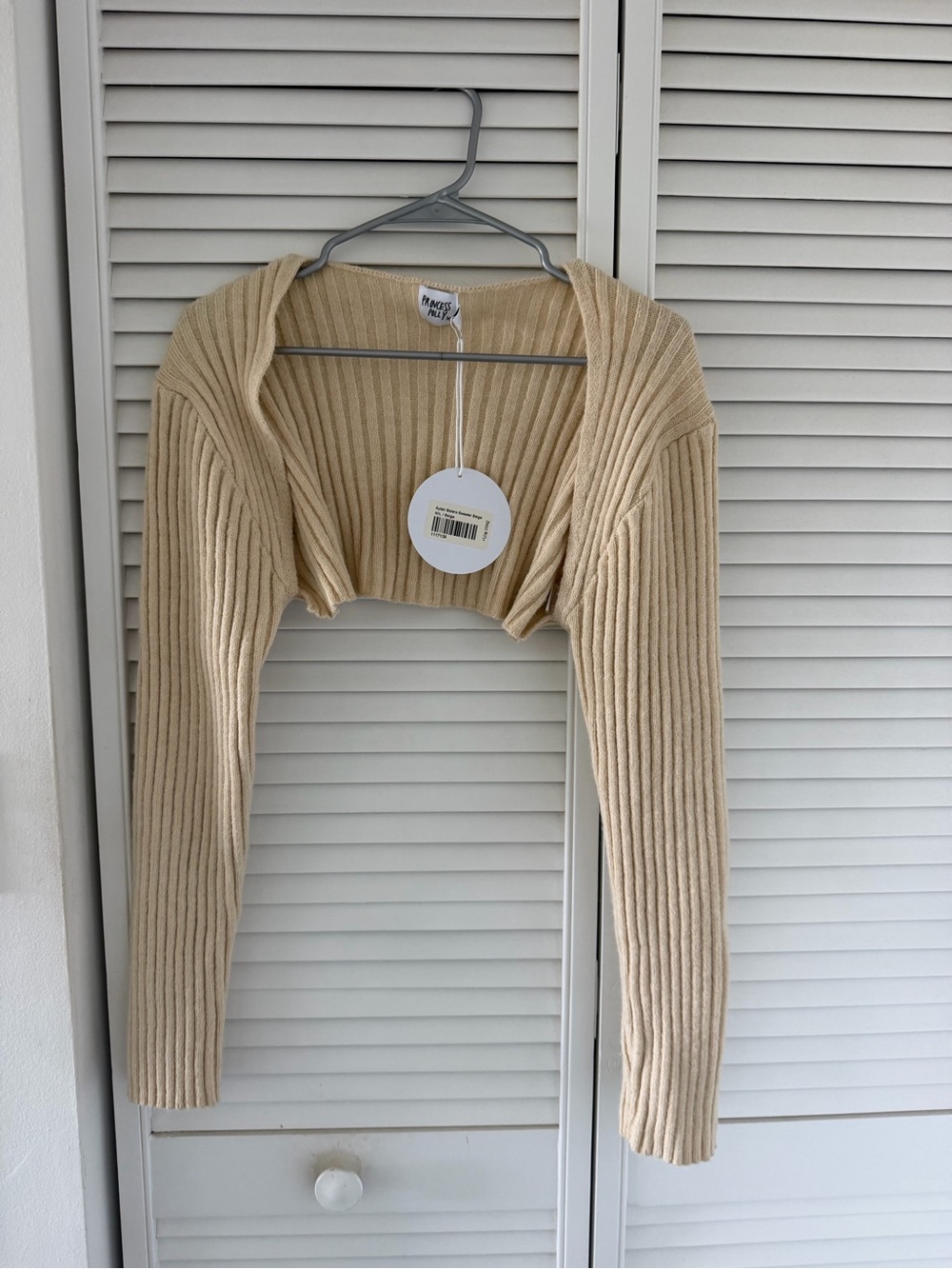 Princess Polly Ribbed Cropped Shrug - Beige